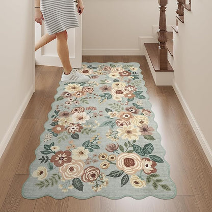 DUKINO 2x4 Rug for Entryway, Floral Washable Kitchen Rugs, Sage Green | Non Slip - Image 5