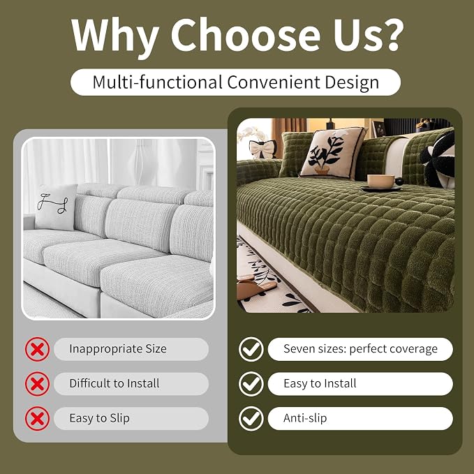 Velvet Couch Cover, Washable Sectional Sofa Cover, Anti Slip Sofa Slipcover - Image 4
