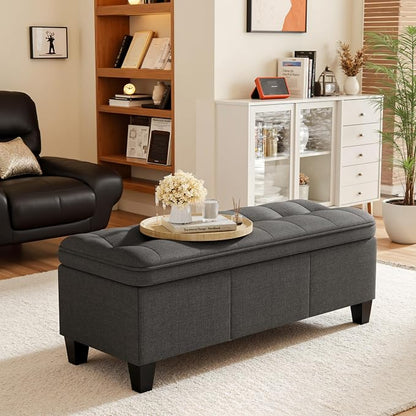YESHOMY 47 Inches Ottoman with Storage, Storage Bench with Legs, Ottomans - Image 3