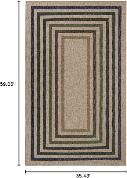 Lahome Mid Century Modern Easy Jute Rug, 3x5 Bordered Entryway Rug Non Slip | - Image 2