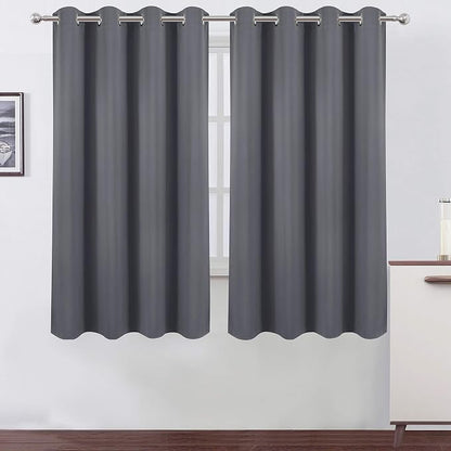 Grey Blackout Curtains 66 x 63 Inch Length/Set of 2 Curtain Panels/Thermal by Lemomo