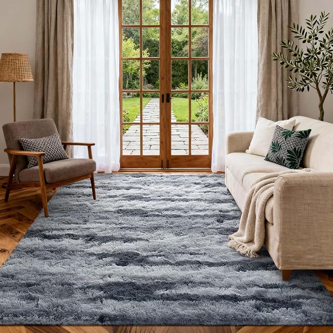 4x6 Ft Shag Rugs for Bedroom Living Room, Tie-Dyed Ultra Soft Fluffy Furry Area by Cuzwlovita