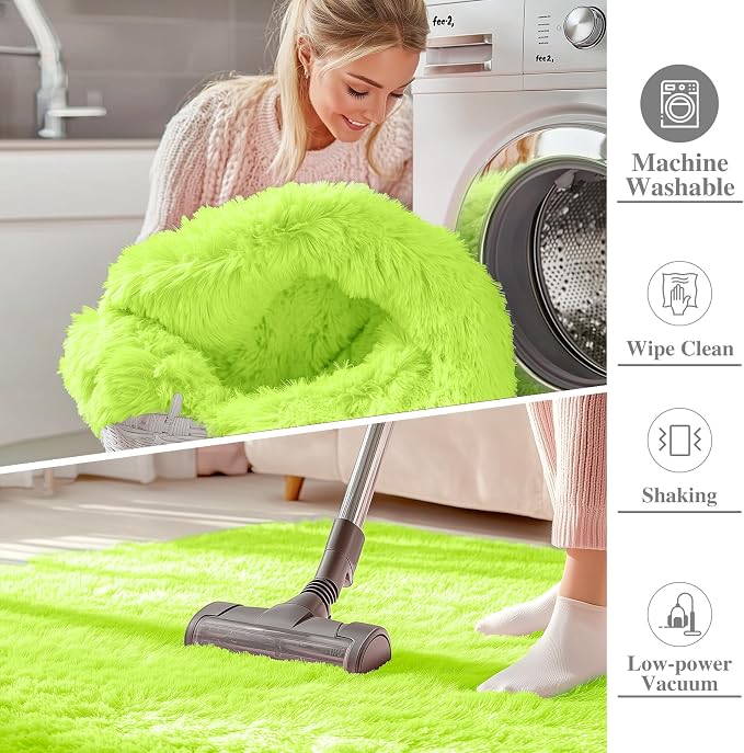 OLANLY 2x3 Machine Washable Small Bedside Rug, Soft Fluffy Shaggy Entryway - Image 2