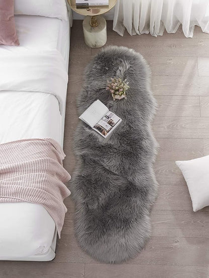 SERISSA 2x6 Fluffy Grey Faux Fur Area Rug - Image 2