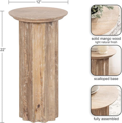 Kate and Laurel Gierson Modern Wooden Round Side Table; 12 x 12 x 22; Light - Image 3