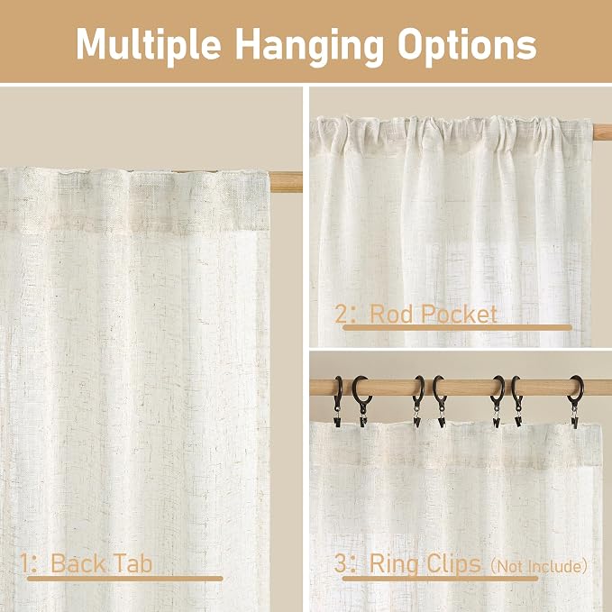 Semi Sheer Linen Curtains 90 Inch - Image 3
