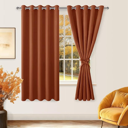 Blackout Curtains for Bedroom, 60 x 63 Inches Length, Burnt Ochre | Thermal - Image 8