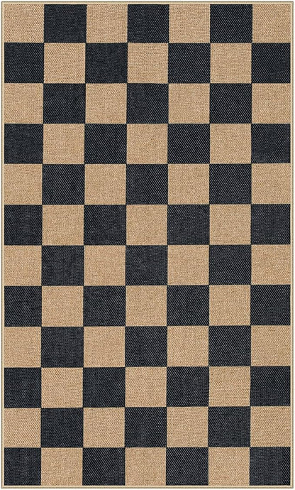 Lahome Colette Checkered Easy Jute Carpet, 3x5 Outdoor Patio Rug Washable Rugs - Image 9