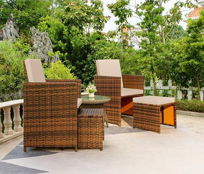 Devoko 4 Pieces Patio Wicker Furniture Set Outdoor Patio Chairs - Image 3