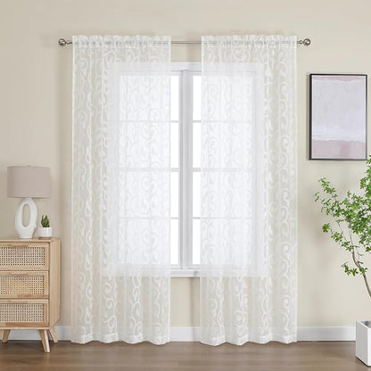 Furman Ivory Sheer Curtains 84 inches Long - Image 2