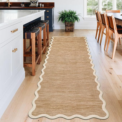 GarveeHome Scalloped Washable Runner Rug 2'6'' x 10' Non Slip Kitchen Rugs | - Image 3