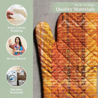 Maison d' Hermine Oven Gloves 100% Cotton Oven Mitt 7" x 13" with Loop Heat Resistant, BBQ, Cooking Gloves, Baking, Grilling, Kitchen, Handling Hot Pans (Pack of 1, Thanksgiving Tartan)
