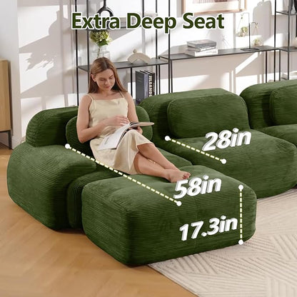 Boneless Sectional Couch, No Assembly Required, 81.8” L Shaped Modular Cloud - Image 5