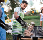 932°F Extreme Heat Resistant Gloves for Tansyan Grill BBQ, Waterproof Long Sleeve Pit Grill Gloves for Fryer, Baking, Oven,Smoker,Fireproof, Oil Resistant Neoprene Coating（14-Inch ）