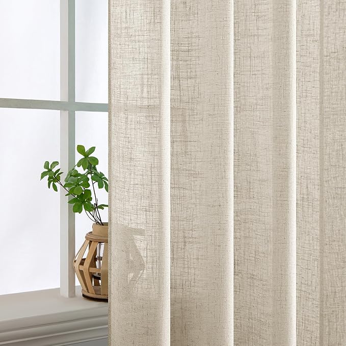 MIULEE Cream Linen Curtains 52x90 Inch Long - Image 5