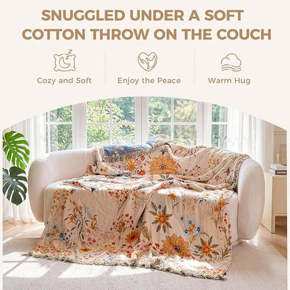 LUTBM Boho Throw Blanket for Couch Sofa Chair Cotton Summer Breathable Blankets - Image 4