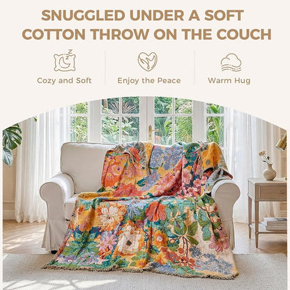 LUTBM Boho Throw Blanket for Bed Cotton Summer Blankets for Bedroom Living Room - Image 4