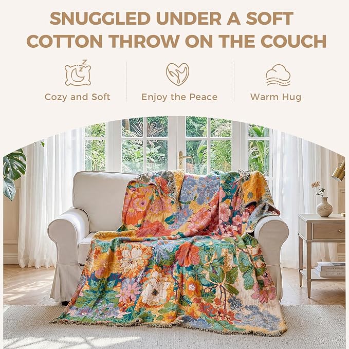 LUTBM Boho Throw Blanket for Couch Sofa Chair Cotton Summer Blankets for - Image 4