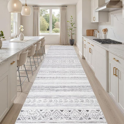 cotiled Hallway 3x10 Runner Rugs Washable Boho Rug Dark Grey | Solve Modern - Image 8