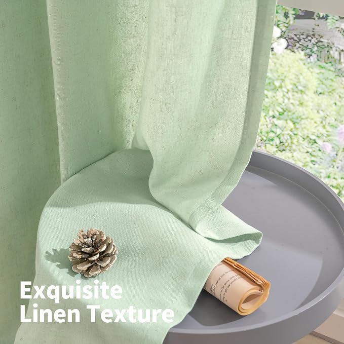 YoungsTex 63 Inch Length Sage Linen Curtains - Image 8