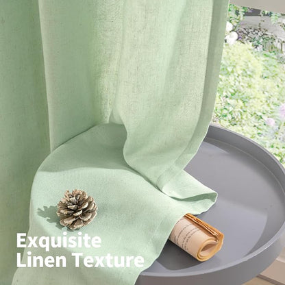 YoungsTex 63 Inch Length Sage Linen Curtains - Image 8