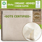 Organic Cheese Cloths, GOTS Certified, Grade 100,20x20Inch Hemmed Cheese Cloth Reusable Muslin Cheesecloth for Straining, 100% Cotton Unbleached Fine Mesh Cloth Cheese Cloths for Cooking,Sushi,Juicing