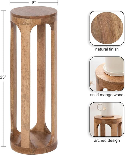 Kate and Laurel Dahl Wooden Round Drink Table; 8 x 23; Natural Brown; - Image 3