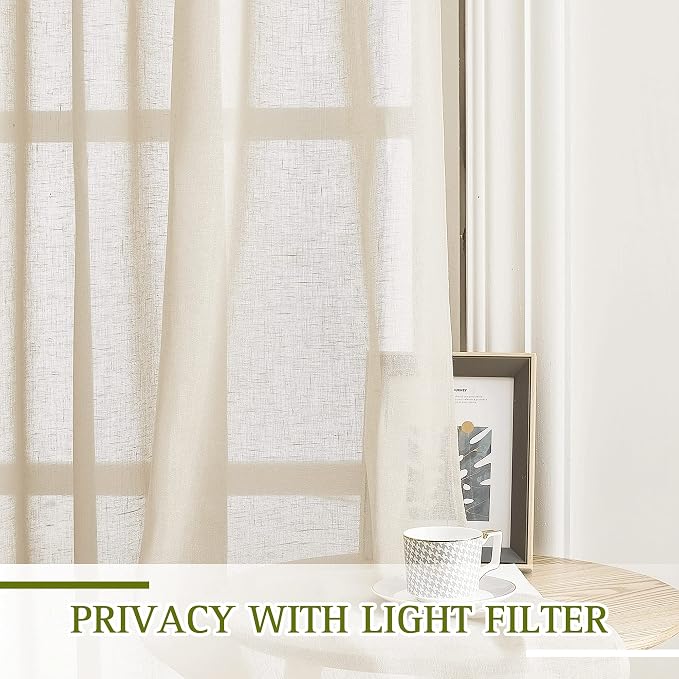 NICETOWN Flax Linen Extra Wide 100 Inch Curtain Panel-W100 x L96, Grommet Semi - Image 3