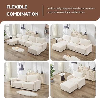 110.6" L Shaped Modular Sectional Sofa Modern Chenille Comfy Couch - Image 6