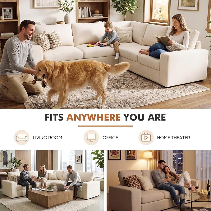 ABCASA 85'' Modern Couches for Living Room, 2 Seats Comfy Sofa - Image 3