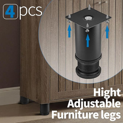 4 Inch Metal Furniture Legs Stainless Steel Adjustable Legs Black Metal Legs - Image 5