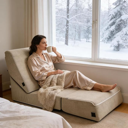 jela Luxury Corduroy Indoor Chaise Lounge, Foldable Sofa Bed Chair - Image 3