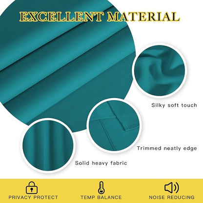 NICETOWN Peacock Teal Blackout Curtains 84inch Length - Image 4