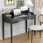Space-Saving Black Wood Makeup Vanity Desk – Modern Computer Table by ukorua