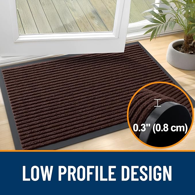 OLANLY 2-Pack Front Door Mats 33x21, Waterproof Heavy-Duty Doormats | Brown - Image 4