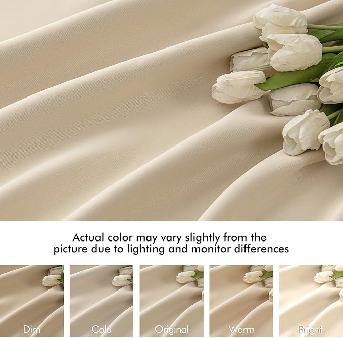 MIULEE Cream Beige Back Tab Blackout Curtains 52x84 Inch Length 2 Panel Set | - Image 8