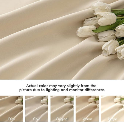 MIULEE Cream Beige Back Tab Blackout Curtains 52x84 Inch Length 2 Panel Set | - Image 8