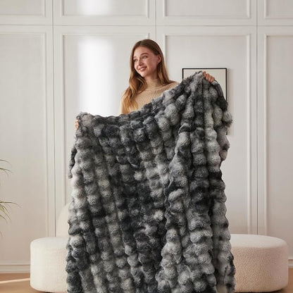 COOVA Faux Fur Throw Blanket for Couch, Cozy Soft and Fuzzy Plush Rabbit Fur - Image 4