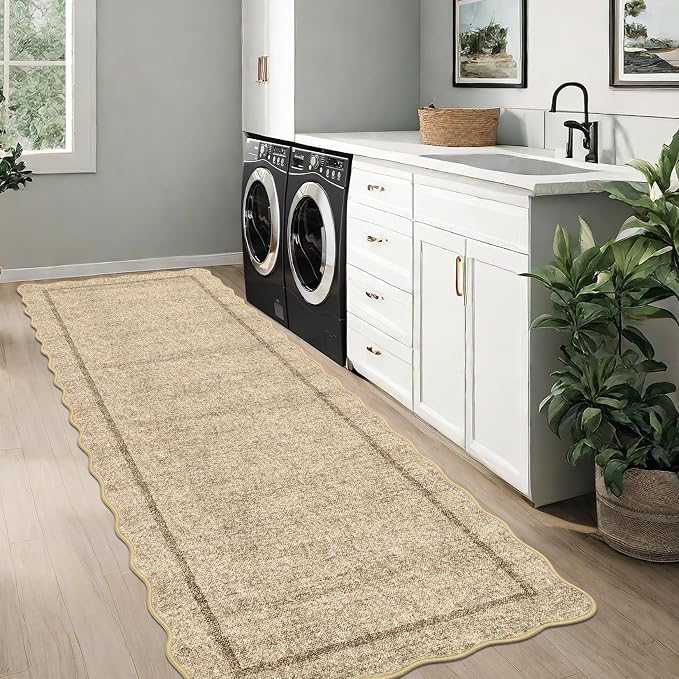 GarveeHome Scalloped Washable 2x6 ft Modern Kitchen Runner Rug Non Slip | - Image 4