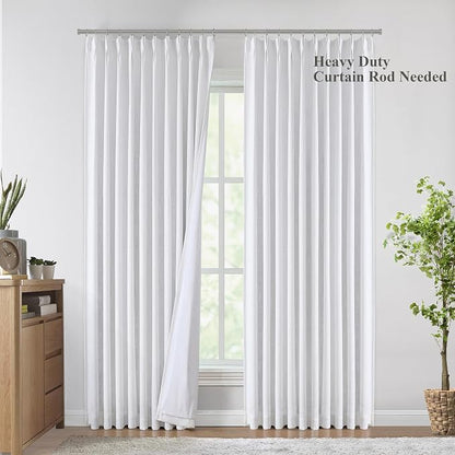 Vision Home White Pinch Pleated Full Blackout Curtains 60 inch Wide Thermal - Image 2