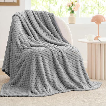 BEDELITE Grey Twin Blanket for Couch, Soft Cozy Gifts for Women, 60 * 80 | 3D - Image 2