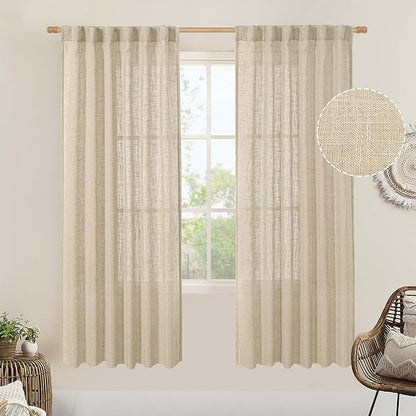 Light Filtering Linen Curtains 78 inches Long by LAMIT