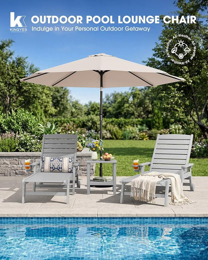 KINGYES HDPE Lounge Chair Outdoor Set of 2, Patio Chaise Lounge Recliner - Image 9
