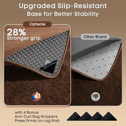 Ophanie Small Rug Washable Non Slip Throw Bedside Area Rugs, Fluffy Soft Brown - Image 4