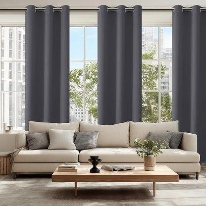 Grommet Blackout Curtains for Bedroom 42 x 84 Inches Long Dark Grey | Thermal - Image 6