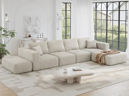152'' Modern Boneless Couch, Oversized 2-in-1 Modular Sectional Sofa Bed by CUGOAO