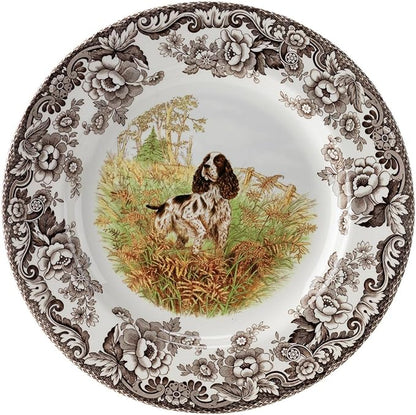 Spode Woodland Hunting Dogs, 10.5" Dinner Plate - English Springer Spaniel Design, Made in England, Microwave Safe & Dishwasher Safe, Fine Earthenware for Holiday Dining - Collectible Tableware & Gift