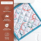 Maison d' Hermine Pot Holders Set 100% Cotton Heat Resistant Potholders 8" x 8" Hot Pads with Loop BBQ, Cooking, Baking, Grilling, Kitchen, Handling Hot Pans (Pack of 1, Enora)
