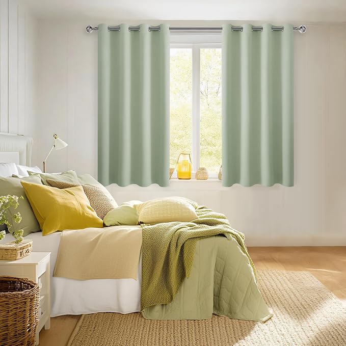 Blackout Curtains for Bedroom, 2 Panels, Seafoam Green 52 x 45 Inch | Thermal - Image 7