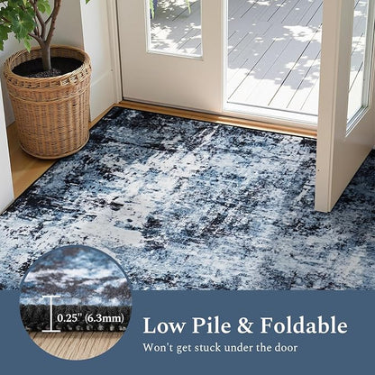 Rugflix 2x4 Entrance Rugs, Washable Navy Blue Dark Entry Small Rug | Machine - Image 6
